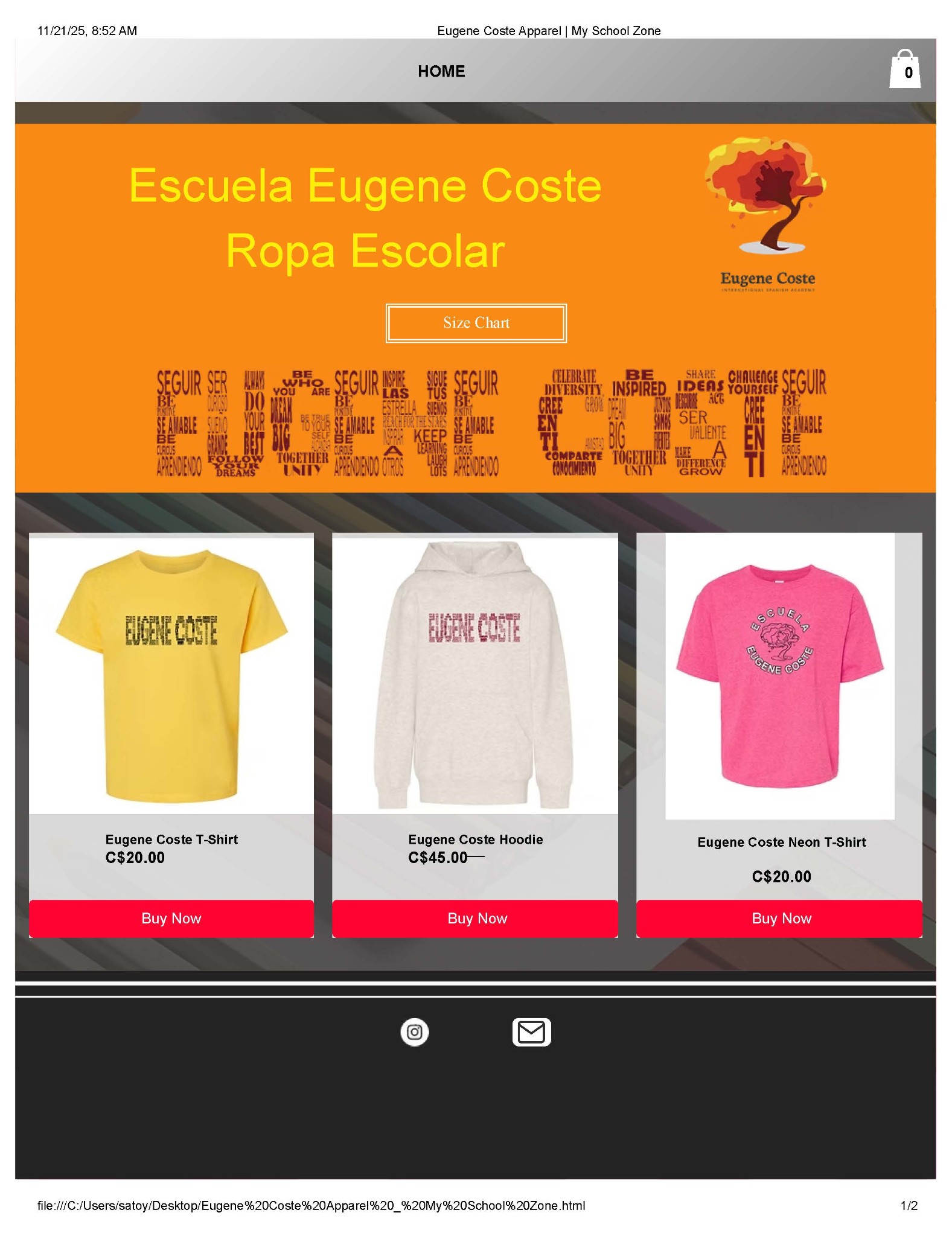 Eugene Coste Apparel My School Zone 1