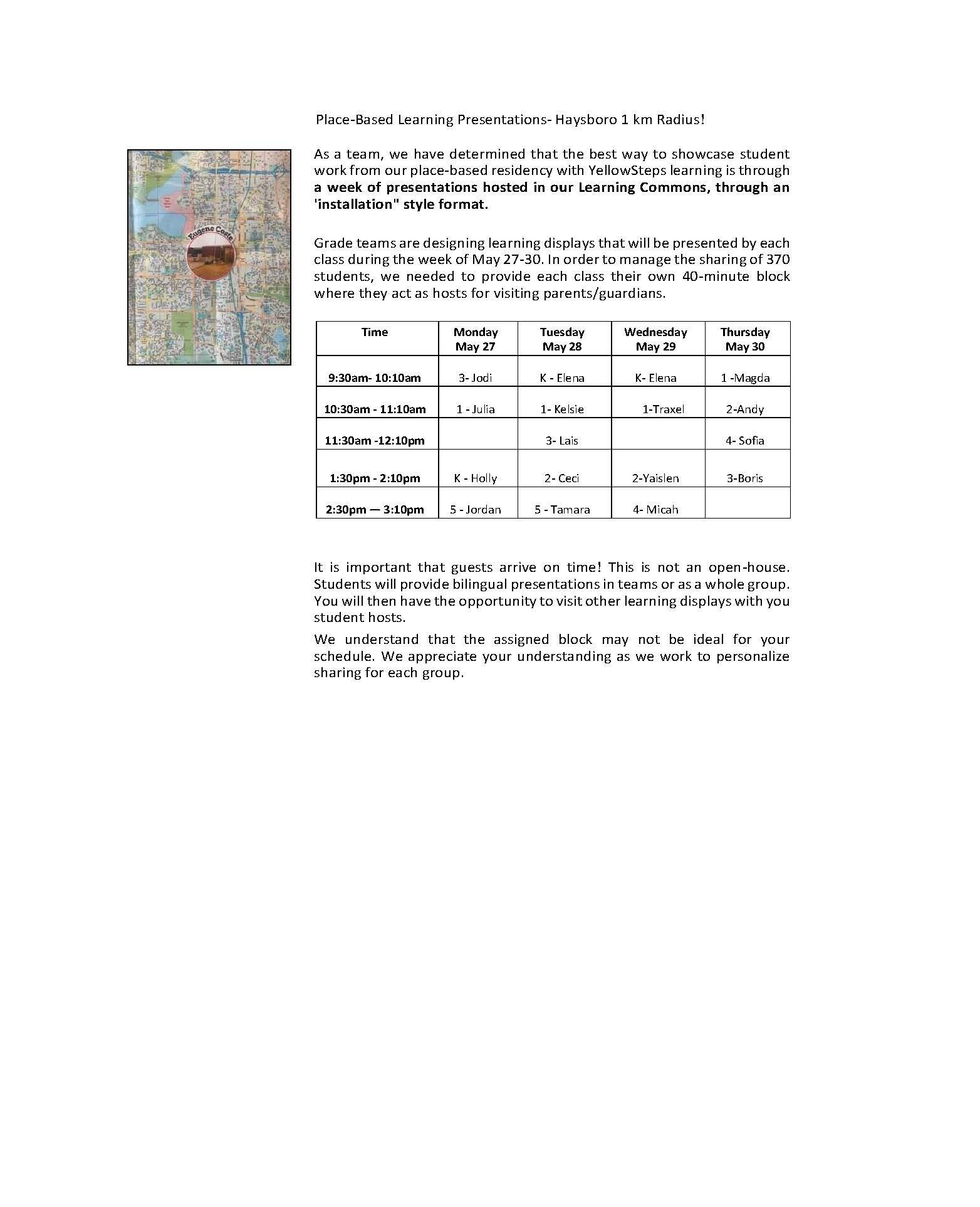 Place Based Residency Schedule 