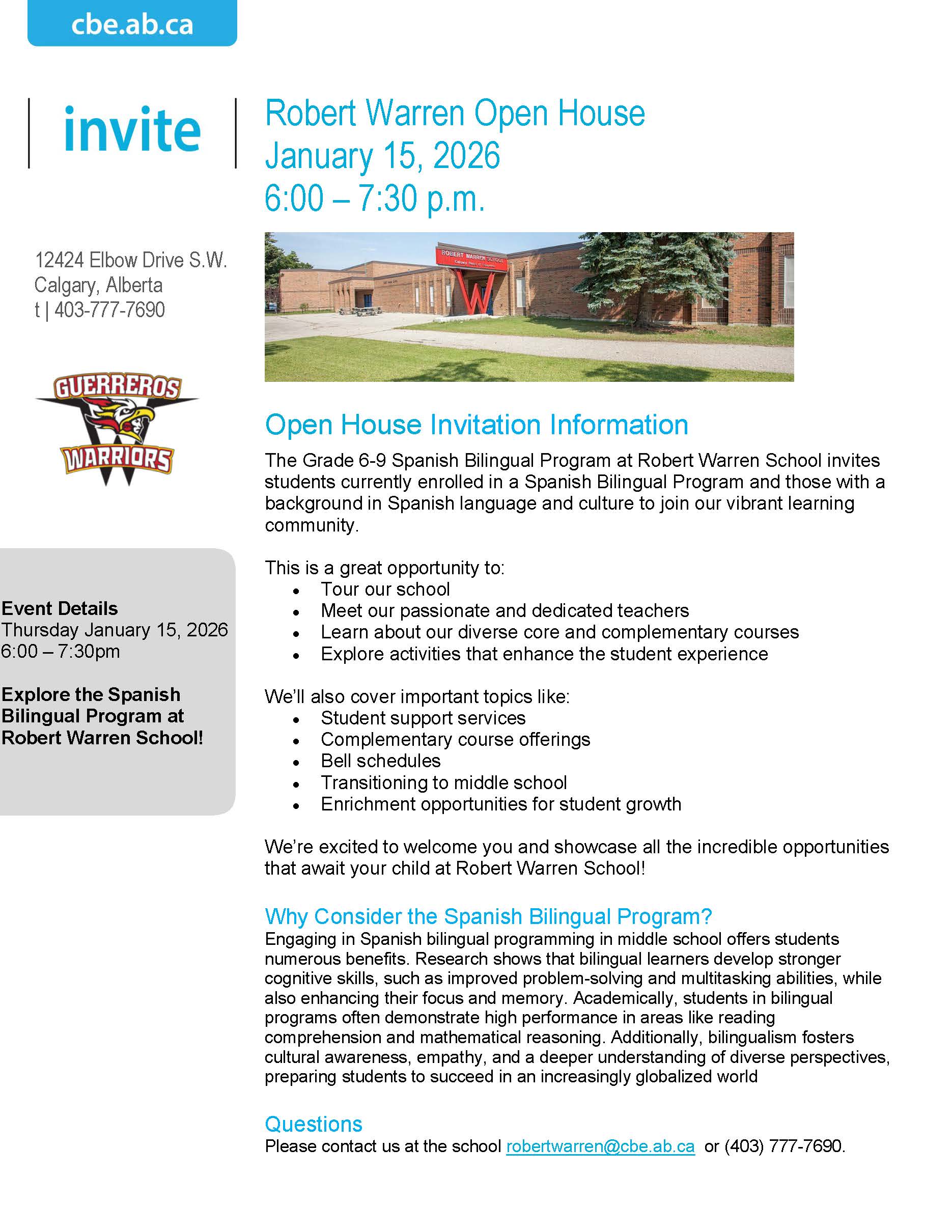 2026 Open House Invitation Robert Warren